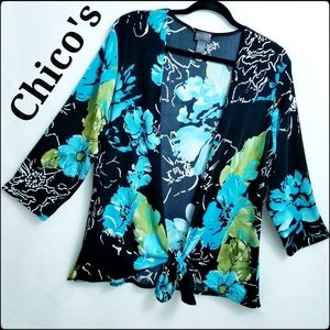 Chico's Bold Floral, Jersey Wrap, Size 3, XL, Size 16
